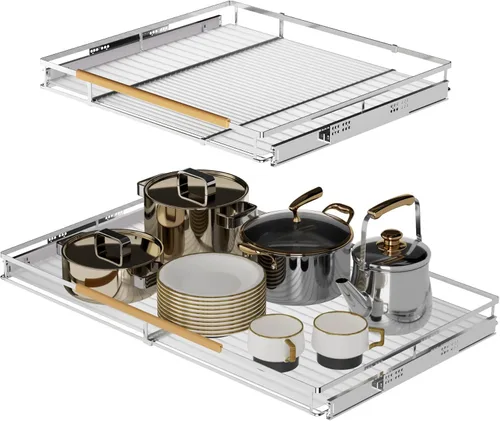 Miniatura 3 de SANNO Organizador de gabinete extraíble, cesta deslizante para cajones de despensa, estante deslizante expandible debajo del fregadero, cajones