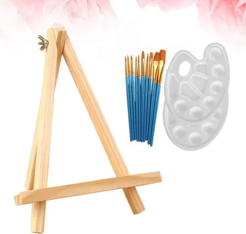 Miniatura 7 de SUPVOX 1 juego de 13 piezas de pintura acrílica para artistas, incluye 10 pinceles de pintura acrílica, 2 paletas y 1 mini caballete de mesa