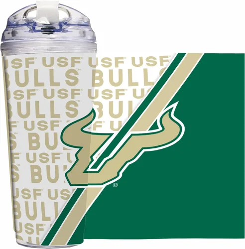 Miniatura 104 de Rico Industries Taza acrílica NCAA estándar de 24 onzas con tapa con bisagra, taza de doble pared oficialmente licenciada con pajita