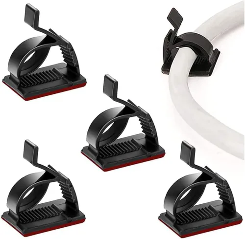 SOULWIT 50 clips ajustables para organizar cables, organizadores adhesivos, clips de alambre adhesivos para TV, PC, Ethernet, debajo del escritorio,