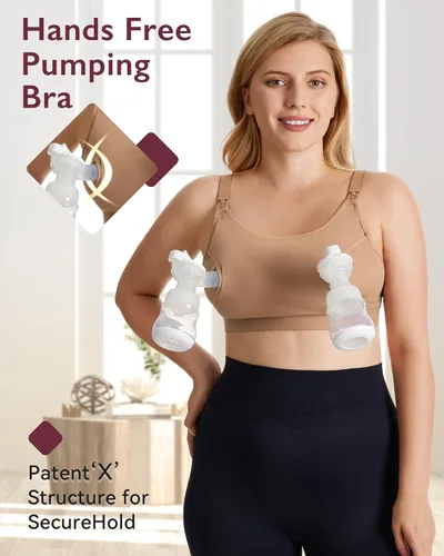 Miniatura 16 de Momcozy - Brasier para extracción de leche y lactancia, manos libres, ajustable, brasier todo en uno