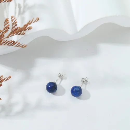 Miniatura 71 de Natural Stone Stud Earrings for Women 8mm Sterling Silver Genuine Gemstone Earrings Handmade Sterling Silver Crystal Stud Earrings for Women