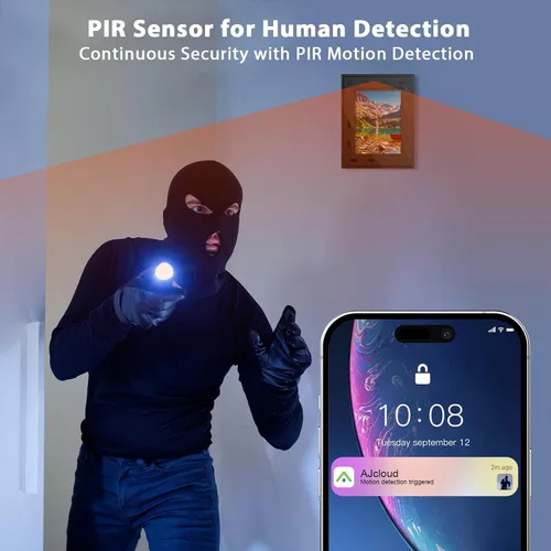 Miniatura 2 de Cámara de marco de fotos, cámara de seguridad WiFi 1080P, 365 días en espera PIR detección de movimiento HD visión nocturna en tiempo real