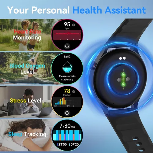 Miniatura 4 de Fitpolo Reloj inteligente para hombres y mujeres, pantalla táctil AMOLED de 1.3 pulgadas, rastreador de fitness, hacer/responder llamadas, monitor