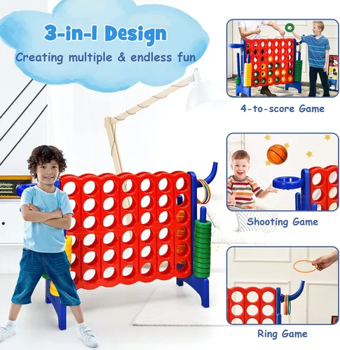 Miniatura 3 de AKUSTIK Juego Giant Connect al aire libre, 4 en una fila Jumbo 4 para marcar para niños y adultos, fiesta familiar, patio, césped, juego de conexión