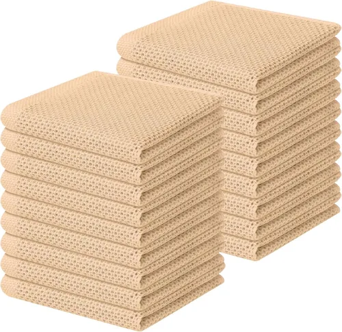 Miniatura 259 de Homaxy Paños de cocina de 100% algodón con tejido de gofre, ultra suaves, absorbentes, de secado rápido, 12 x 12 pulgadas, paquete de 6, amarillo