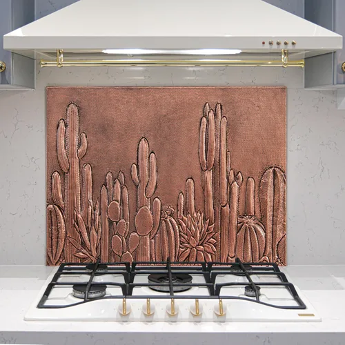 Miniatura 10 de Protector contra salpicaduras de cocina, salpicadero de cobre con símbolo del suroeste, panel de cobre personalizado, azulejos de cobre hechos a