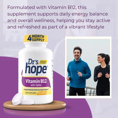 Miniatura 3 de Dr's Hope Vitamina B12 1000 mcg, 120 tabletas masticables, suministro para 4 meses, 1 tableta diaria – Puede apoyar la energía, el metabolismo