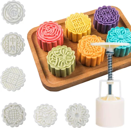 Molde para pastel de luna, 6 unidades, para festivales de mediados de otoño, bricolaje, prensa a mano, sellos para galletas, herramienta de