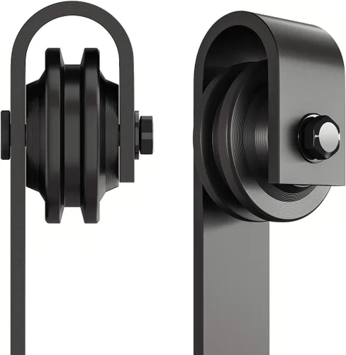 Miniatura 3 de SMARTSTANDARD Perchas de hardware para puerta corrediza de granero, 2 piezas (negro) (perchas en forma de J)
