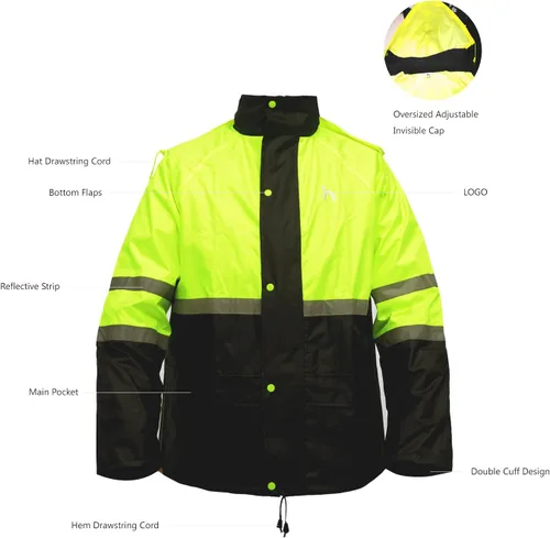 Miniatura 4 de DUP Traje de lluvia para hombres y mujeres, chaquetas y pantalones reflectantes, impermeables, para el trabajo, ligero, abrigo de lluvia