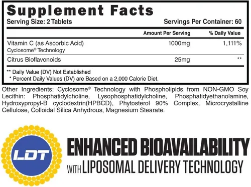 Miniatura 2 de Steel Supplements Vitamina C liposomal Inmunidad, antioxidante, salud cardiovascular 1000 mg de vitamina C, tecnología de ciclosoma 120
