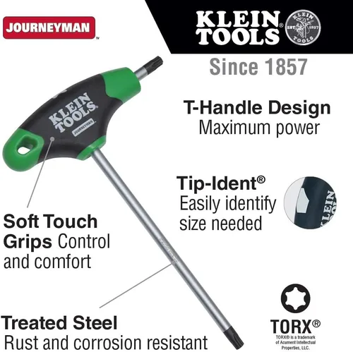 Miniatura 2 de Klein Tools JTH6T25 Llave hexagonal T25 TORX, mango en T de jornalero, 6 pulgadas