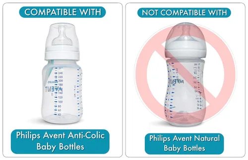 Miniatura 3 de Kit de conversión de vasos para biberones anticólicos Philips Avent, 2 unidades, pezones de silicona suave de grado alimenticio, popote pesado, asas