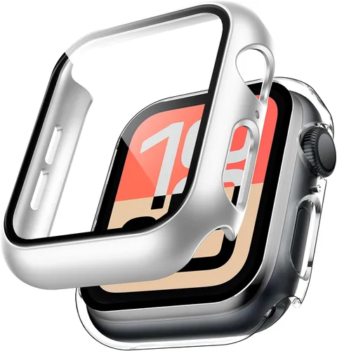 Miniatura 21 de TAURI - Juego de 2 carcasas rígidas para Apple Watch SE Series 6, 5, 4, 1.732 in (44mm), protector de pantalla integrado de cristal templado 9H, Azul