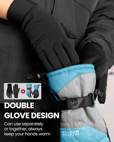 Miniatura 2 de OutdoorMaster Guantes de esquí y nieve guantes térmicos impermeables de invierno para hombres y mujeres adultos deportes de invierno esquí snowboard
