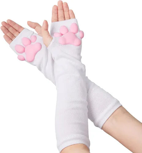 Lindos guantes de pata de gato, Kawaii Cat Cosplay Kawaii Soft 3D Toes Frijoles sin dedos de gato garra pata pata Pad Sleeve