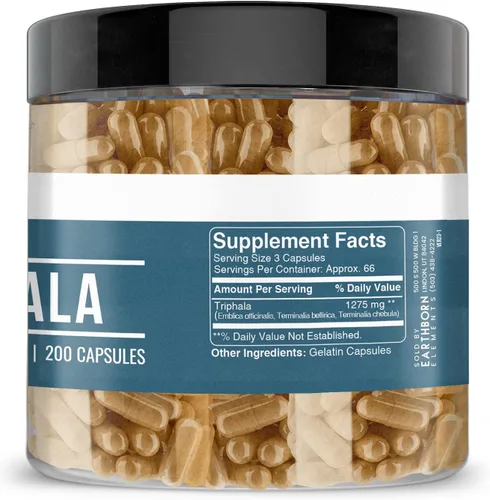 Miniatura 3 de Earthborn Elements Triphala 200 cápsulas, puras y sin diluir, sin aditivos (200 cápsulas)