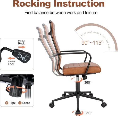 Miniatura 7 de Okeysen Silla de escritorio de oficina, sillas de sala de conferencias, silla giratoria ejecutiva ergonómica moderna, altura ajustable, silla