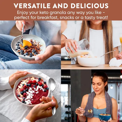 Miniatura 3 de Andes Secret Granola de cacao - Almendras, avellanas - Granola keto alta en proteínas sin azúcar, granos y gluten - 11 oz (1 paquete)