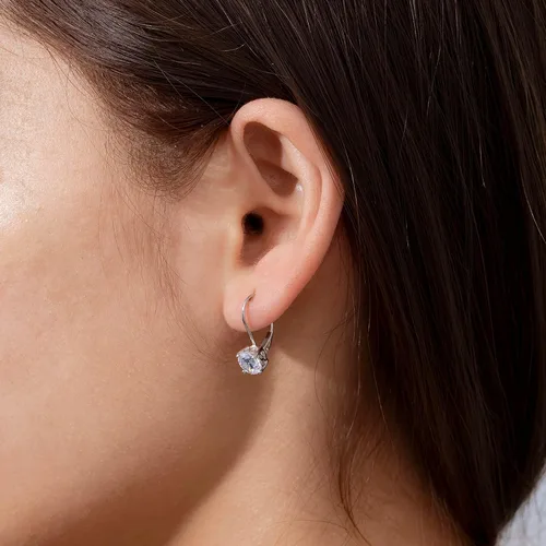 Miniatura 3 de Tienda Collection Platinum-Plated Sterling Silver Infinite Elements Zirconia Leverback Earrings