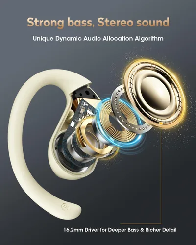 Miniatura 5 de Auriculares abiertos, auriculares abiertos de 50 horas, Bluetooth 5.4, IPX6, auriculares abiertos inalámbricos con gancho para la oreja, estéreo