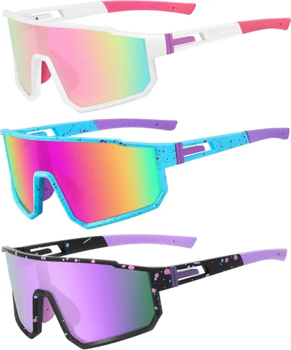 Miniatura 9 de MVPTGRS Gafas de sol deportivas para niños y niñas de 8 a 14 años, marco TR90, para béisbol, softbol, ciclismo, golf Lentes azules con montura blanca