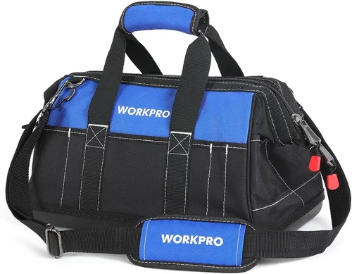WORKPRO - Bolso de herramientas de 16 pulgadas, con abertura ancha y base moldeada impermeable