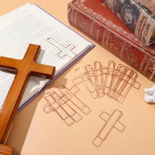 Miniatura 6 de Tenceur 50 clips grandes para papel de cruz, divertidos, lindos y divertidos, clips estacionarios, abrazaderas de papel para marcado, diario