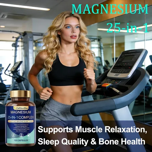 Miniatura 7 de Complejo de magnesio 25 en 1 Mezcla absorbible multiforma para apoyo nutricional diario, 120 cápsulas veganas (1)