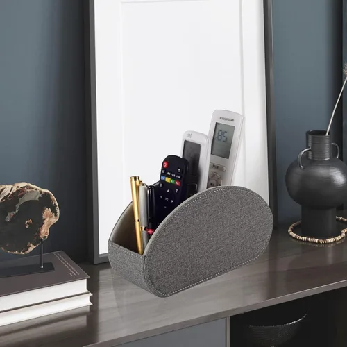 Miniatura 8 de Soporte para control remoto, organizador/caja para control remoto de TV con 5 compartimentos, organizador de mesita de noche para controlador, Gris