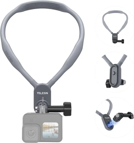 TELESIN Soporte magnético para collar de cuello, correa de hombro para el pecho, clip para el cuerpo para GoPro 13 12 11 10 9 8 Insta360 X3 X4 GO3
