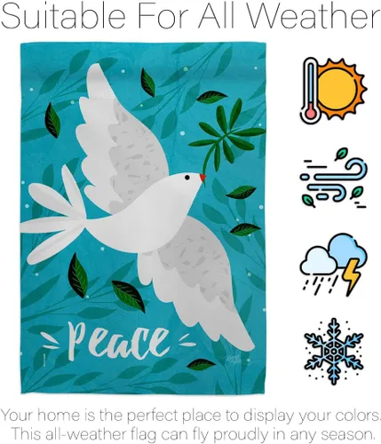Miniatura 6 de Breeze Decor Want Peace House - Paquete de bandera de Sweet Life Earth Support con protección del medio ambiente, bordado de bandera de jardín