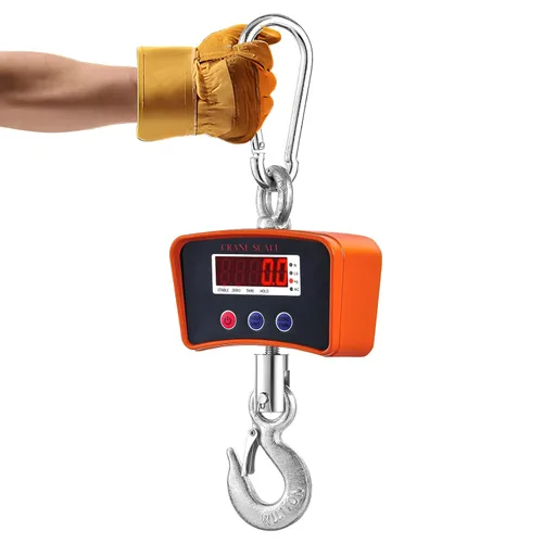 Bonvoisin Báscula de grúa de 2200 lbs/1000 kg, báscula colgante digital legibilidad 0.44 lbs/0.2kg, báscula de gancho recargable para granja,