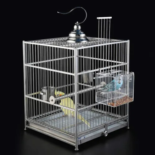 Miniatura 4 de Comedero automático para pájaros sin ensuciar, jaula para mascotas, contenedor de comida para semillas para periquito, canario, cacatúa, loro