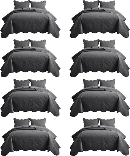 Miniatura 74 de IR Imperial Rooms Velvet Twin Quilt Bedspread Comforter Bedding Set 2 Pcs Diamond Pattern - (68"x86") Bedspread Coverlet + 1 Pillow Shams