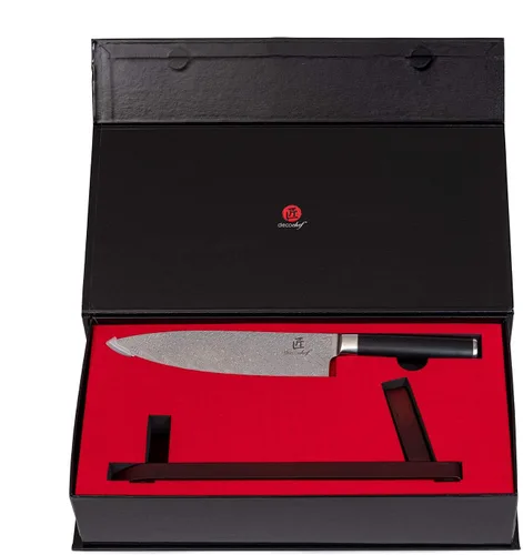 Miniatura 9 de Deco Chef Cuchillo de chef profesional de acero de Damasco de alto carbono de 8 pulgadas, 67 capas AUS-10, calidad japonesa afilada con mango