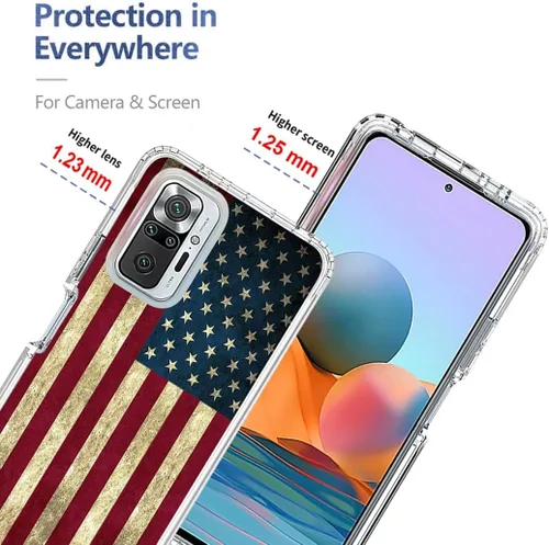 Miniatura 2 de Funda para teléfono Redmi Note 10 Pro 4G/Note 10 Pro Max con protector de pantalla de vidrio templado, lindo patrón de bandera transparente