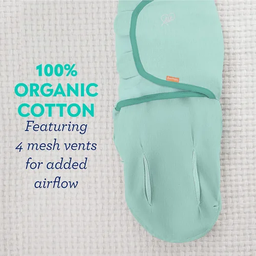 Miniatura 8 de SwaddleMe Luxe Perfect Temp - Manta para envolver con 100% algodón orgánico, tamaño pequeño/mediano, 1 paquete, tejido de cesta, 0-3 meses