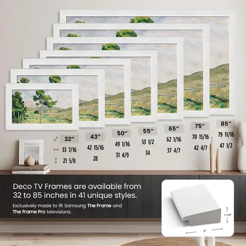 Miniatura 7 de Marco de TV Premiere Deco con chip de color blanco brillante de 3 pulgadas (32, 43, 50, 55, 65, 75, 85 pulgadas) compatible solo con televisores