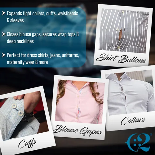 Miniatura 8 de C2 Extensores de cuello de camisa elásticos suaves para camisas de hombre, paquete de 5 extensores de cuello para camisas de vestir, expansores