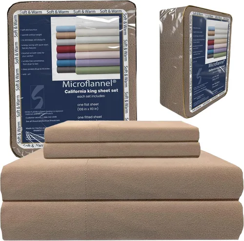 Miniatura 20 de Thermee Micro Flannel Juego de sábanas tamaño individual XL, lavar y secar a máquina, sin pelusas, con bolsillo profundo y fundas de almohada