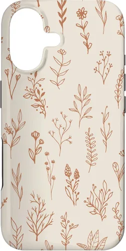 Cute Beige Brown Wildflower Aesthetic Flower Pattern Case for iPhone 17