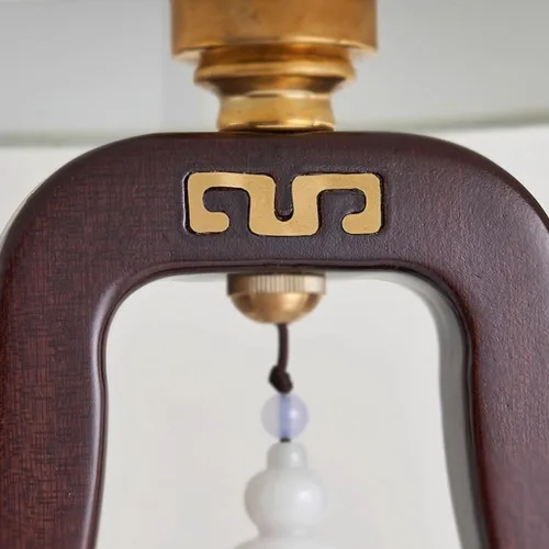 Miniatura 3 de Lámpara para escritorio, lámpara de mesa de noche, estilo retro, sala de estar, estudio, sala de té, lámpara de tela de madera maciza, lámparas