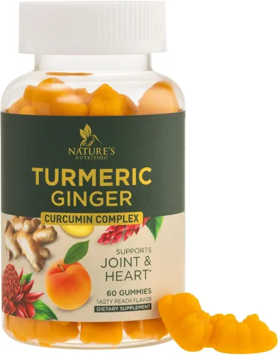 Gomitas de suplemento de curcumina de cúrcuma – 95% de curcuminoides con cúrcuma y jengibre, pimienta negra para una mejor absorción, apoyo