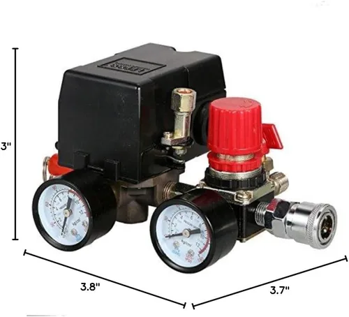 Miniatura 8 de Secbolt Válvula de control de presión de aire con manómetro regulador múltiple Compresor de aire con presostato y válvula de control de presión