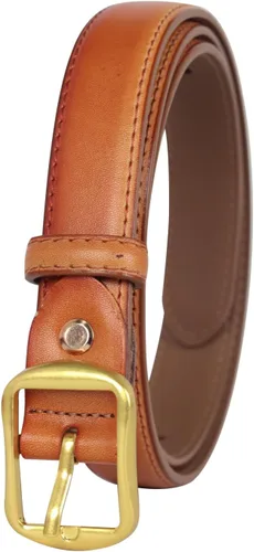 Miniatura 404 de Cinturón de cuero clásico con hebilla de metal para mujer con vestido de jeans