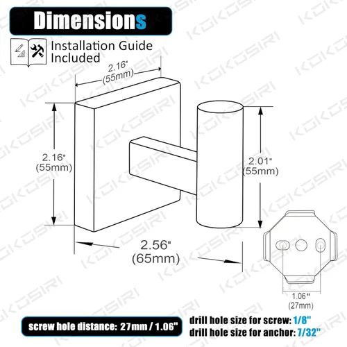 Miniatura 2 de KOKOSIRI Ganchos para Bata Toalla y Abrigo de Baño para Baño Cocina Pared Paquete de 2 Cromo Acero Inoxidable B1013CH-P2 Cromo pulido