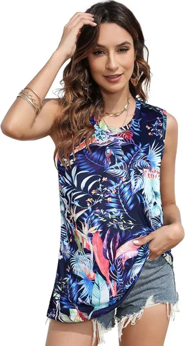 Miniatura 3 de Camiseta de verano para mujer, sin mangas, floral, casual, linda, holgada, bonita camiseta tipo túnica