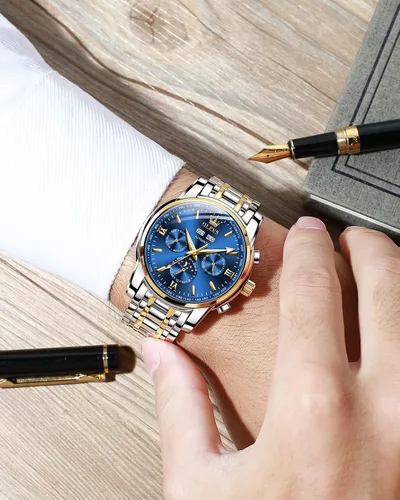 Miniatura 6 de OLEVS Relojes automáticos para hombre diseño de esqueleto Tourbillon cuerda automática reloj de pulsera de lujo fase lunar fecha impermeable